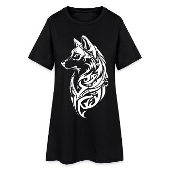 Tatouage tribal loup nordique - Robe T-shirt Femme - noir - Devant
