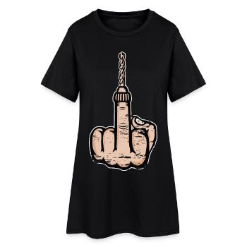Mittelfinger Stinkefinger Bohrmaschine Design - Frauen T-Shirt-Kleid - Schwarz - Vorne