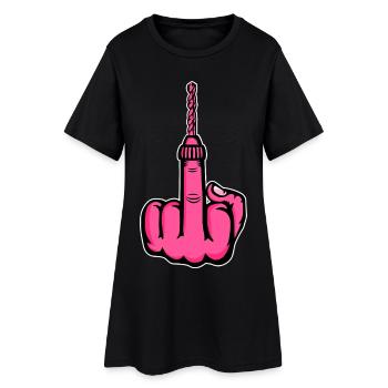 Va te faire foutre, perceuse – Majeur rose - Robe T-shirt Femme - noir - Devant