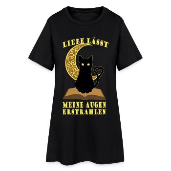 Chat romantique du livre de la lune - Robe T-shirt Femme - noir - Devant
