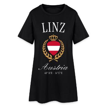 Linz Österreich Wappen Krone – Reise Souvenir - Frauen T-Shirt-Kleid - Schwarz - Vorne
