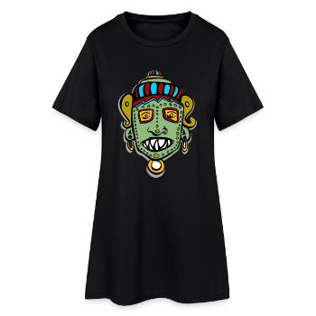 Visage de tête de masque tribal indien maya inka - Robe T-shirt Femme - noir - Devant