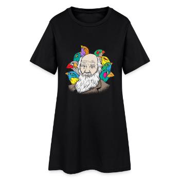 Charles Darwin Portrait Geschenk Evolution - Frauen T-Shirt-Kleid - Schwarz - Vorne