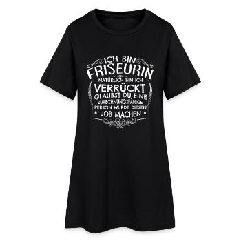 Verrückte Friseurin - Frauen T-Shirt-Kleid - Schwarz - Vorne