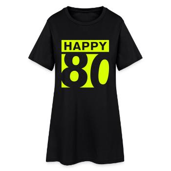 Happy 80 Geburtstag - Frauen T-Shirt-Kleid - Schwarz - Vorne