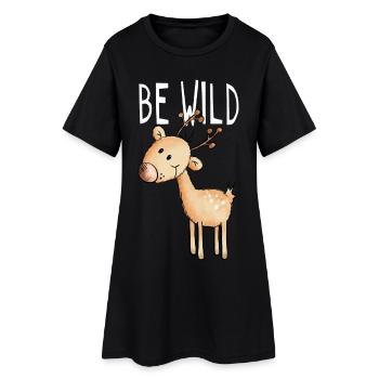 Be Wild Rentier - Hirsch - Reh - Wald - Geschenk - Frauen T-Shirt-Kleid - Schwarz - Vorne