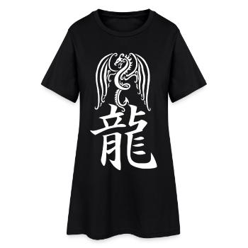 Japanischer weißer Drache - Frauen T-Shirt-Kleid - Schwarz - Vorne