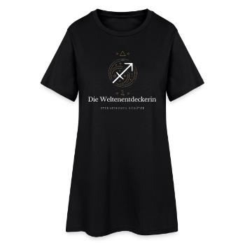 Weltenentdeckerin Sternzeichen - Frauen T-Shirt-Kleid - Schwarz - Vorne