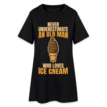 Unterschätze nie alte Eiscreme Liebhaber - Frauen T-Shirt-Kleid - Schwarz - Vorne