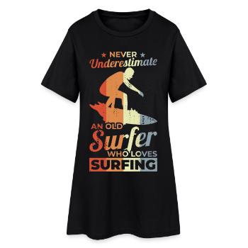 Ne sous-estimez jamais un vieux surfeur - Robe T-shirt Femme - noir - Devant