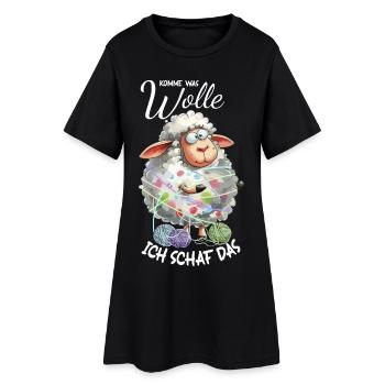 Komme was Wolle ich Schaf das lustiger Spruch Wort - Frauen T-Shirt-Kleid - Schwarz - Vorne