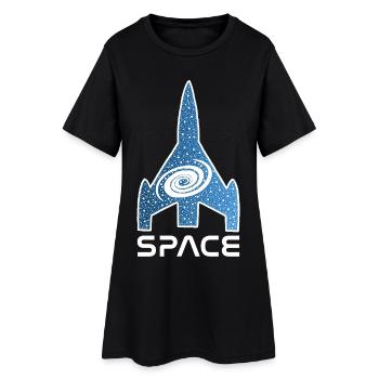Fusée Galaxie Étoilée - Robe T-shirt Femme - noir - Devant