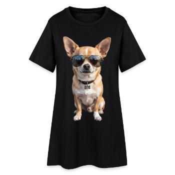 Cool Chihuahua Sunglasses Dog - Women’s T-Shirt Dress - black - Front