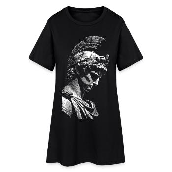 Antique Hero Statue Contrast Print - Women’s T-Shirt Dress - black - Front