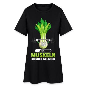 Gym MUSKELN WERDEN GELADEN Lustiges - Frauen T-Shirt-Kleid - Schwarz - Vorne