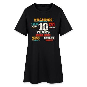Design rétro anniversaire à deux chiffres de 10 ans - Robe T-shirt Femme - noir - Devant