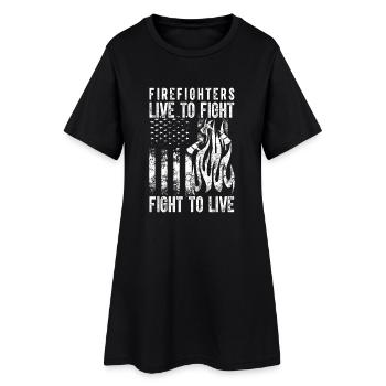 Pompier, pompier, pompier, femme pompier - Robe T-shirt Femme - noir - Devant