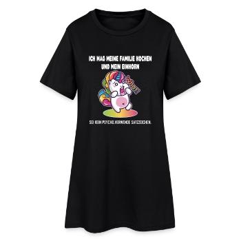 Einhorn - Frauen T-Shirt-Kleid - Schwarz - Vorne