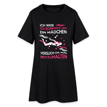 Schwimmerin - Frauen T-Shirt-Kleid - Schwarz - Vorne
