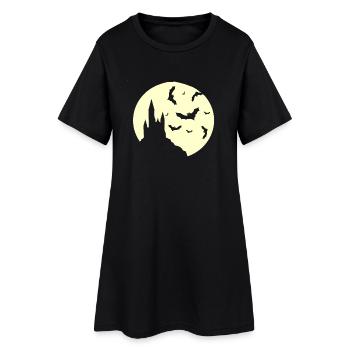 Fledermaus Burg - Halloween - Frauen T-Shirt-Kleid - Schwarz - Vorne