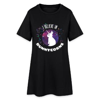 I believe in bunnycorns licorne lièvre lapin unico - Robe T-shirt Femme - noir - Devant