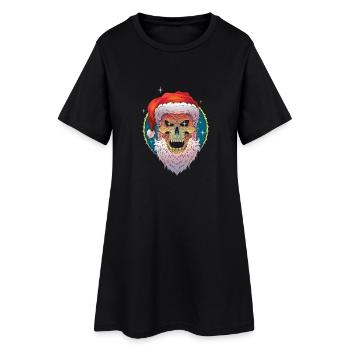 Christmas ugly christmas scull santa - Women’s T-Shirt Dress - black - Front