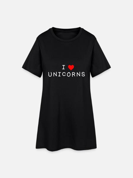 i love unicorns einhorn idée cadeau amour coeur - Robe T-shirt Femme - noir