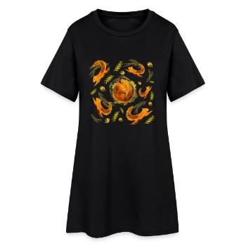 Eichhörnchen aktiv und schlafen Aquarell Geschenk - Frauen T-Shirt-Kleid - Schwarz - Vorne
