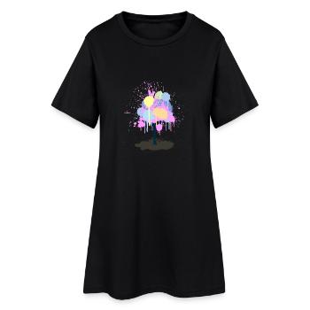 Farbklecksbaum - Frauen T-Shirt-Kleid - Schwarz - Vorne