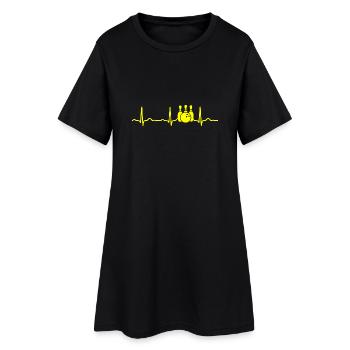 ECG HEARTBEAT jaune BOWLING - Robe T-shirt Femme - noir - Devant
