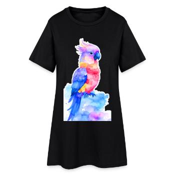 Cacatoès fantaisie coloré - Robe T-shirt Femme - noir - Devant