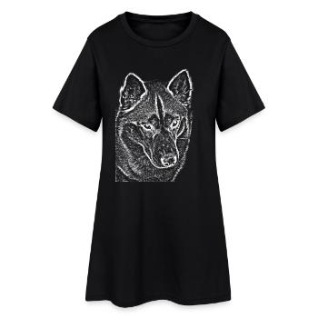 Wolf View Ligne Dessin Imprimer Design Husky - Robe T-shirt Femme - noir - Devant