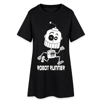 Robot blanc qui court - Robe T-shirt Femme - noir - Devant