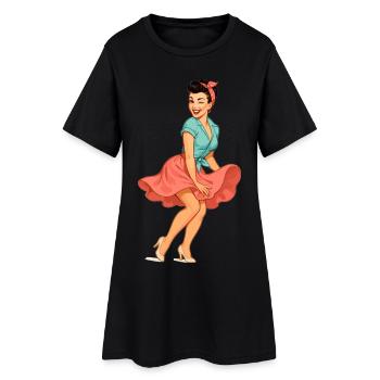 Vintage Rockabella Pin-up Girl – Retro 50s Art - Frauen T-Shirt-Kleid - Schwarz - Vorne