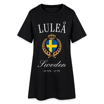 Luleå Schweden Wappen Krone – Reise Souvenir - Frauen T-Shirt-Kleid - Schwarz - Vorne