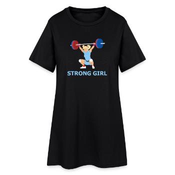 Strong girl - illustration - idée cadeau - Robe T-shirt Femme - noir - Devant