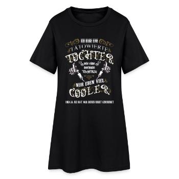 tätowierte Tochter Geschenk Tattoo Shirt - Frauen T-Shirt-Kleid - Schwarz - Vorne