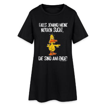 FUN - Falls jemand meine Nerven sucht - AM ENDE - - Frauen T-Shirt-Kleid - Schwarz - Vorne