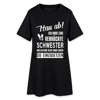 Verrückte Schwester - Frauen T-Shirt-Kleid - Schwarz - Vorne