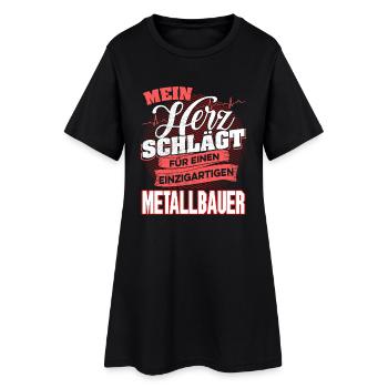 METALLBAUER - Mein Herz schlägt - Frauen T-Shirt-Kleid - Schwarz - Vorne