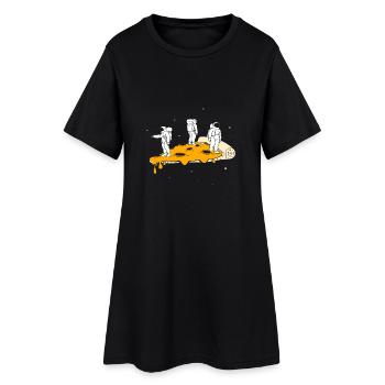 Space Pizza - Frauen T-Shirt-Kleid - Schwarz - Vorne