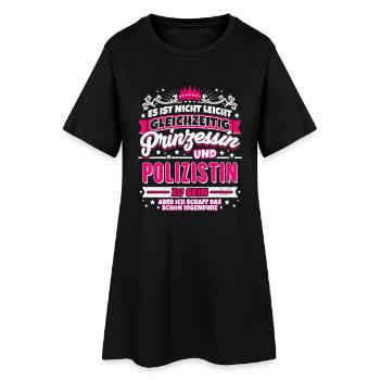 Prinzessin und Polizistin - Frauen T-Shirt-Kleid - Schwarz - Vorne