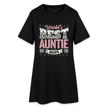 Familien Geschenk Shirt: World's best Auntie ever - Frauen T-Shirt-Kleid - Schwarz - Vorne