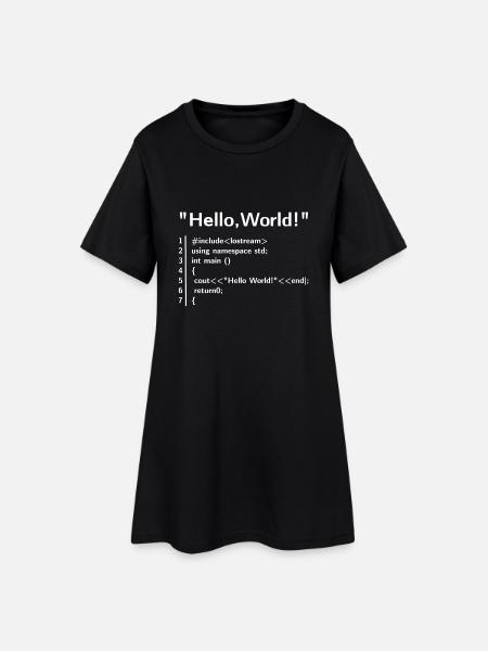 Hello Welt Programm - Programmierer T-Shirt - Frauen T-Shirt-Kleid - Schwarz