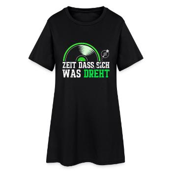 Zeit das sich was dreht - Retro Design - Frauen T-Shirt-Kleid - Schwarz - Vorne