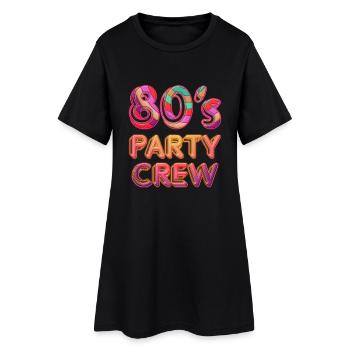80's Party Crew - Frauen T-Shirt-Kleid - Schwarz - Vorne