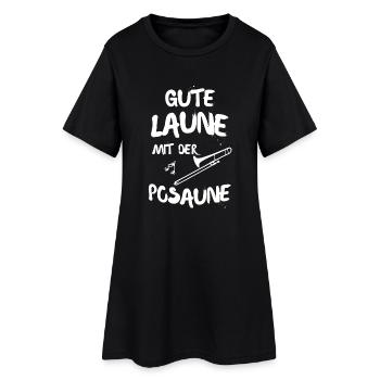 GUTE LAUNE MIT DER POSAUNE - Frauen T-Shirt-Kleid - Schwarz - Vorne