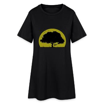 Schaukelnde Frau im Sonnenuntergang - Frauen T-Shirt-Kleid - Schwarz - Vorne