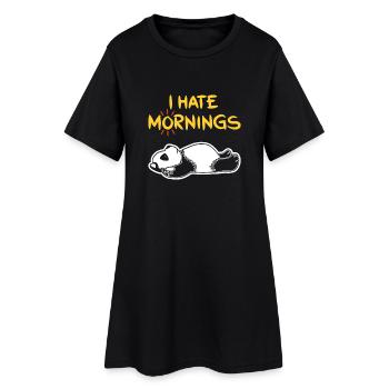 I Hate Mornings Funny Panda T-Shirt | Bear feeling - Women’s T-Shirt Dress - black - Front