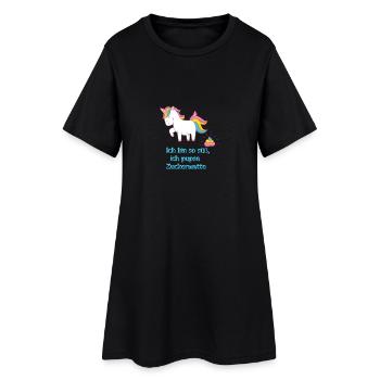 Zuckerwatte Einhorn - Frauen T-Shirt-Kleid - Schwarz - Vorne